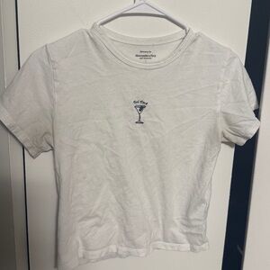 Abercrombie & Fitch White Tee with Martini Graphic